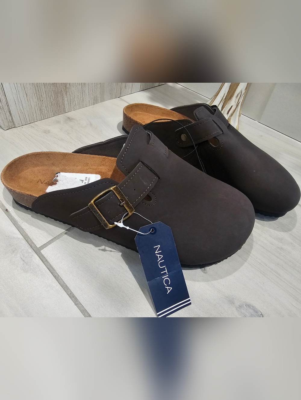 Nautica Men’s Dark Brown Buckle Clogs Shoes Size 9 New